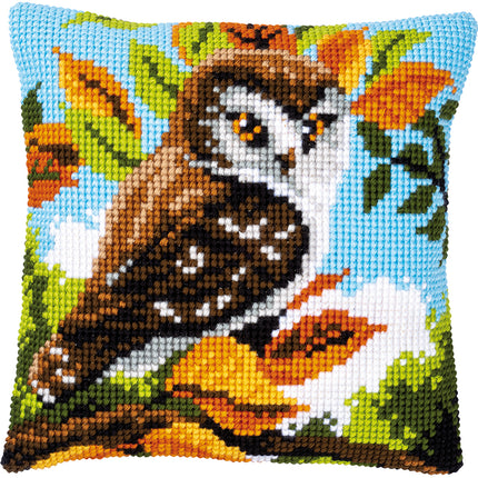 DIY Cross stitch cushion kit "Owl in the bushes"