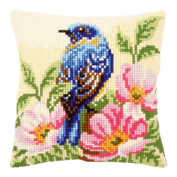 DIY Cross stitch cushion kit "Bird on rose bush"