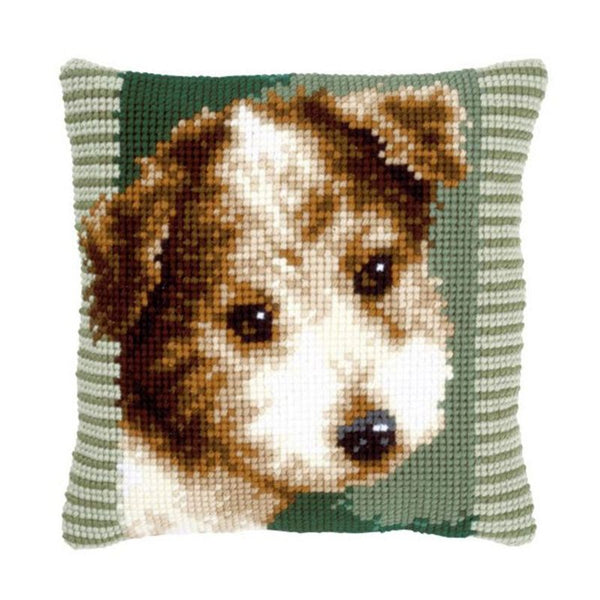 DIY Cross stitch cushion kit "Bruine Hond"