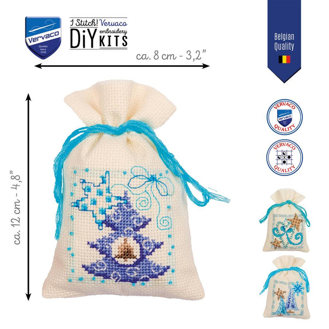 DIY Counted Cross Stitch Kit "Bag kit Christmas set of 3, Christmas gifts"