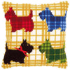 DIY Cross stitch cushion kit "Colourful doggies with bow"