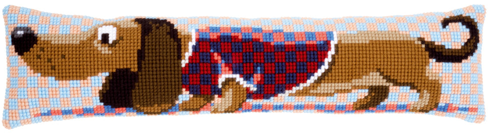 DIY Cross Stitch Cushion Kit "Dachshund in jacket", Draft stopper kit