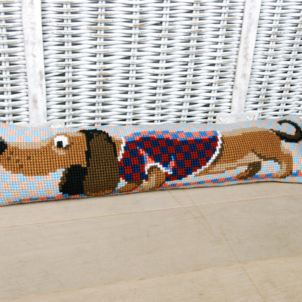 DIY Cross Stitch Cushion Kit "Dachshund in jacket", Draft stopper kit