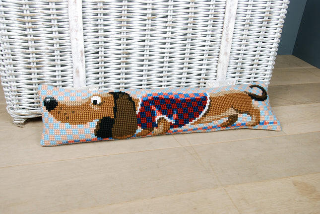 DIY Cross Stitch Cushion Kit "Dachshund in jacket", Draft stopper kit