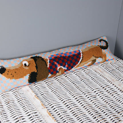 DIY Cross Stitch Cushion Kit "Dachshund in jacket", Draft stopper kit