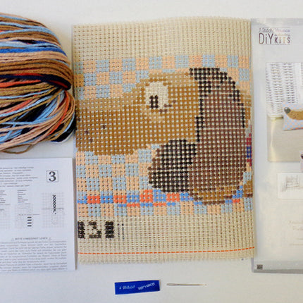DIY Cross Stitch Cushion Kit "Dachshund in jacket", Draft stopper kit