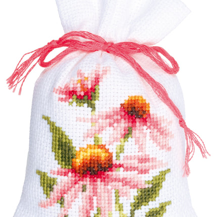 DIY Counted Cross Stitch Kit "Bag kit Coneflowers and butterflies set of 3"
