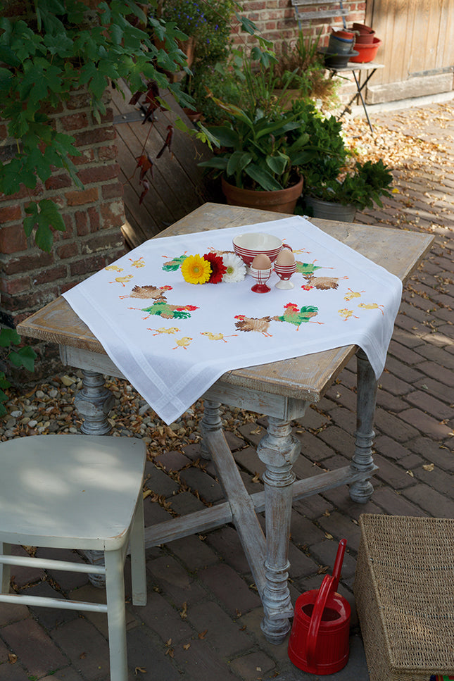 DIY Printed Tablecloth kit "Chicken family"