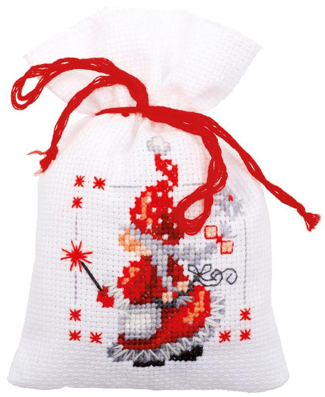 DIY Counted Cross Stitch Kit "Bag kit Christmas elves set of 3"