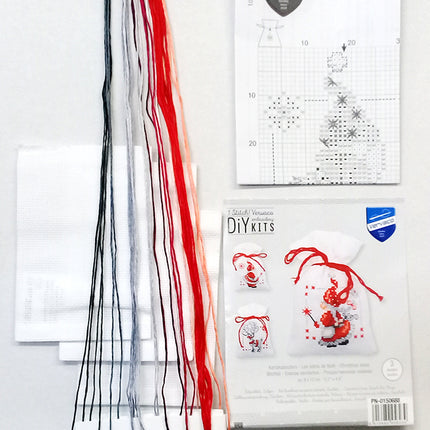 DIY Counted Cross Stitch Kit "Bag kit Christmas elves set of 3"