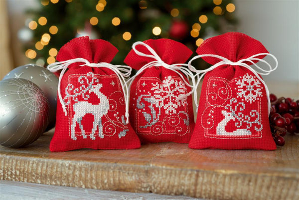 DIY Counted Cross Stitch Kit "Bags "Deers with snowflakes I""