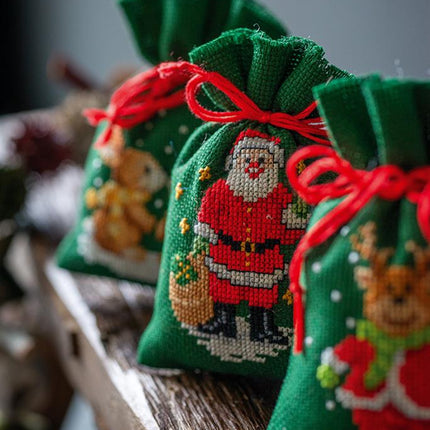 DIY Counted Cross Stitch Kit "Bag kit Christmas set of 3"