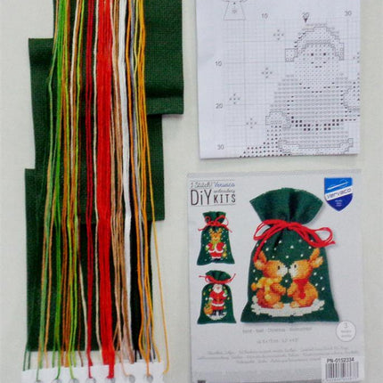 DIY Counted Cross Stitch Kit "Bag kit Christmas set of 3"