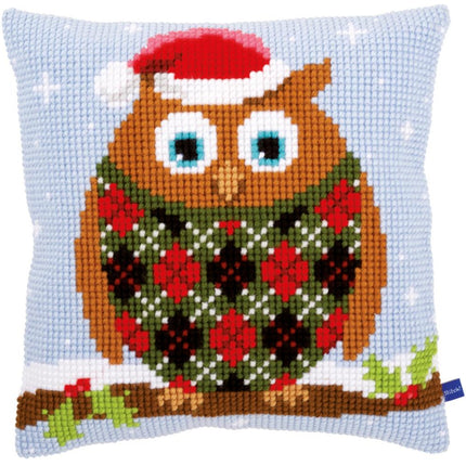 DIY Cross stitch cushion kit "Christmas Jumper Owl"