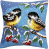 DIY Cross stitch cushion kit "Two Winter Birds"