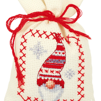 DIY Counted Cross Stitch Kit "Bag kit Christmas gnomes set of 3"