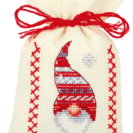 DIY Counted Cross Stitch Kit "Bag kit Christmas gnomes set of 3"