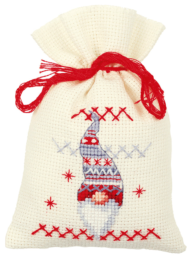 DIY Counted Cross Stitch Kit "Bag kit Christmas gnomes set of 3"