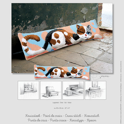 DIY Cross Stitch Cushion Kit "Cat", Draft stopper kit
