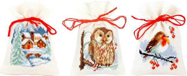 DIY Counted Cross Stitch Kit "Bag kit Winter set of 3"