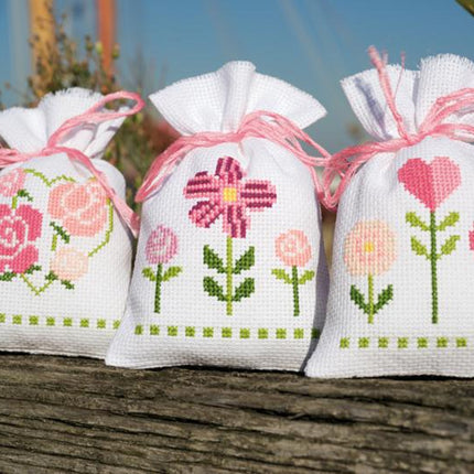 DIY Counted Cross Stitch Kit "Set of 3 Bags "Fun Flowers""