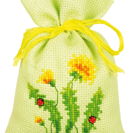 DIY Counted Cross Stitch Kit "Bag kit Dandelions set of 3"