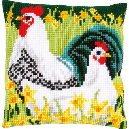 DIY Cross stitch cushion kit "Chickens"