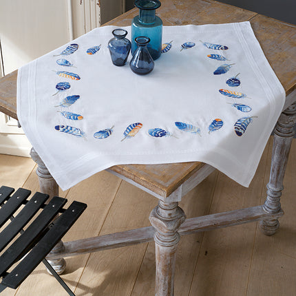 DIY Printed Tablecloth kit "Blue feathers"