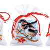 DIY Counted Cross Stitch Kit "Bags "Long-tailed tits & red berries""