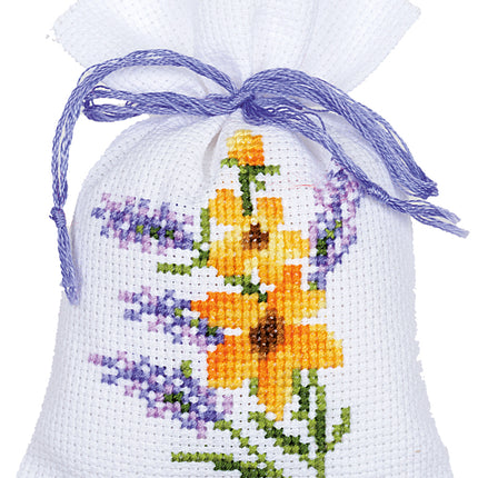 DIY Counted Cross Stitch Kit "Bag kit Flowers & lavender set of 3"