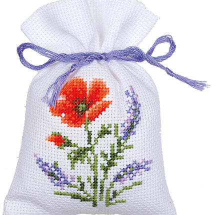 DIY Counted Cross Stitch Kit "Bag kit Flowers & lavender set of 3"