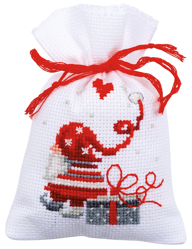DIY Counted Cross Stitch Kit "Bag kit Christmas gnomes set of 3"