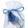 DIY Counted Cross Stitch Kit "Bag kit Blue feathers set of 3"