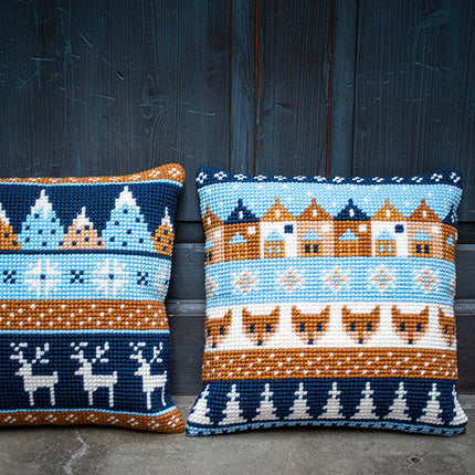 DIY Cross stitch cushion kit "Winter motifs"