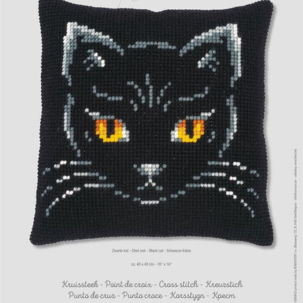 DIY Cross stitch cushion kit "Black cat"