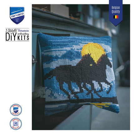 DIY Cross stitch cushion kit "Horses in moonlight"