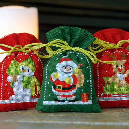 DIY Counted Cross Stitch Kit "Bag kit Christmas figures set of 3"