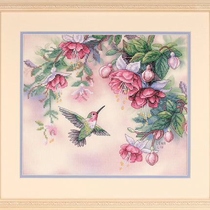 DIY "Hummingbird and Fuchsias" 13.8"x11.8"