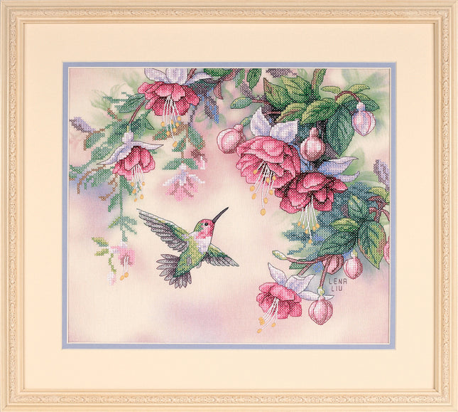 DIY "Hummingbird and Fuchsias" 13.8"x11.8"