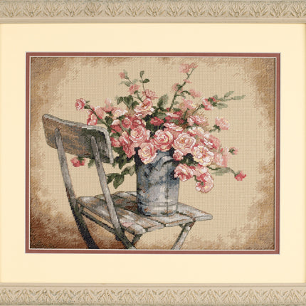DIY "Roses on White Chair" 14.2"x11.0"