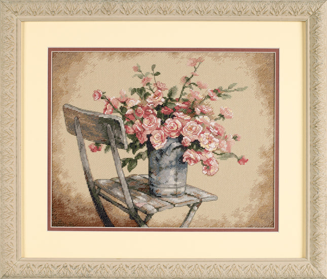 DIY "Roses on White Chair" 14.2"x11.0"
