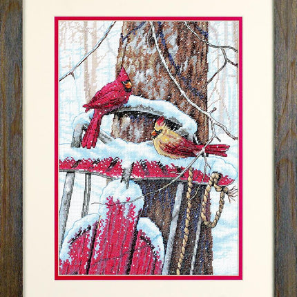 DIY "Cardinals on Sled" 9.8"x14.2"