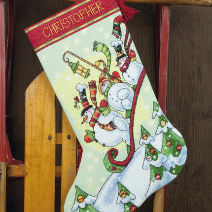 DIY "Sledding Snowmen. Stocking" 15.7"x"