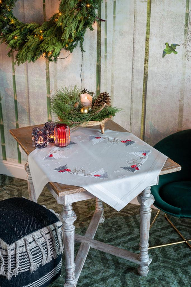 DIY Printed Tablecloth kit "Winter Christmas landscape"