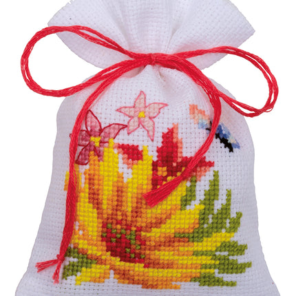 DIY Counted Cross Stitch Kit "Bag kit Colourful flowers set of 3"