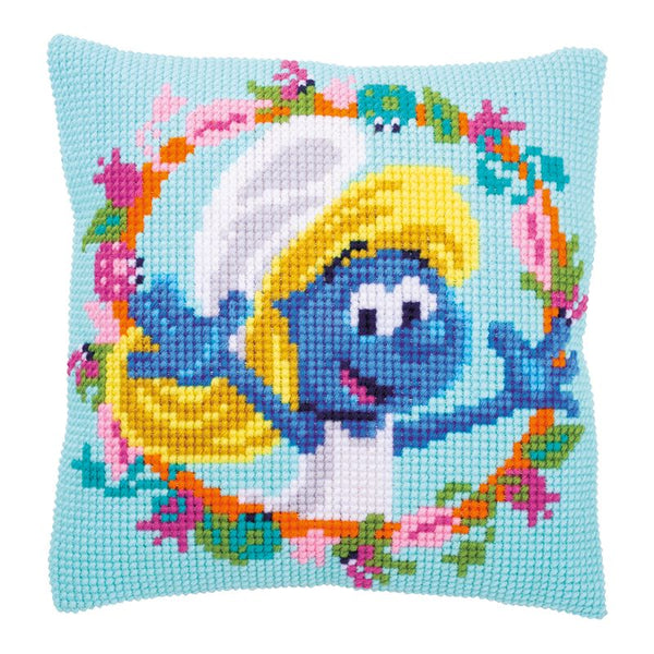 DIY Cross stitch cushion kit "The Smurfs Smurfette"