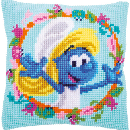 DIY Cross stitch cushion kit "The Smurfs Smurfette"