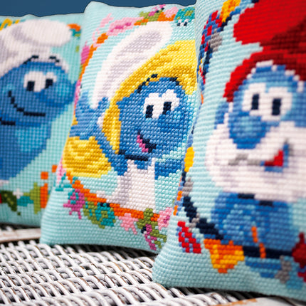 DIY Cross stitch cushion kit "The Smurfs Smurfette"