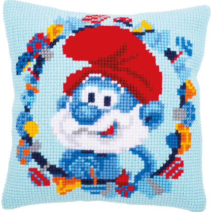 DIY Cross stitch cushion kit "The Smurfs Papa"
