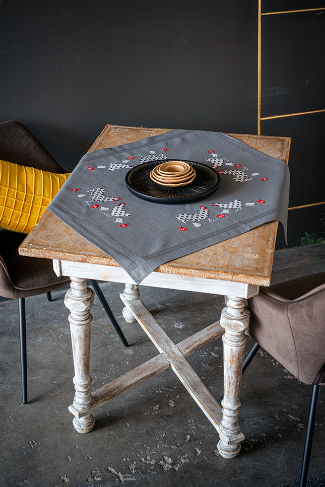 DIY Printed Tablecloth kit "Rooster and chicken"